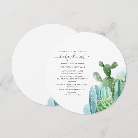 Botanische paren Baby shower Cacti Script-Planten Kaart (Voorkant / Achterkant)