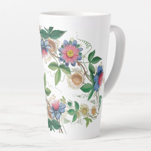 Botanische passie bloemen Latte Mok (Rechterhoek)