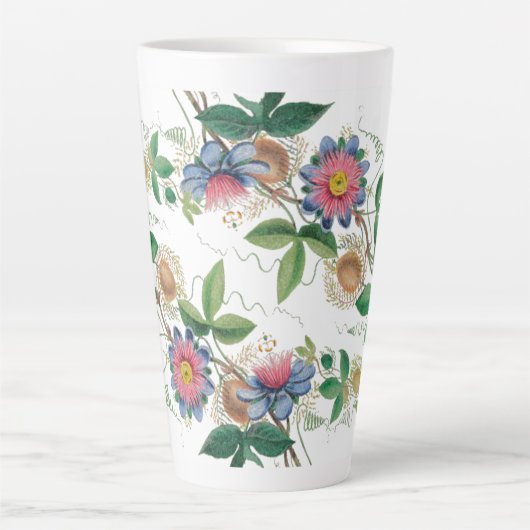 Botanische  passie bloemen Latte Mok (Voorkant)