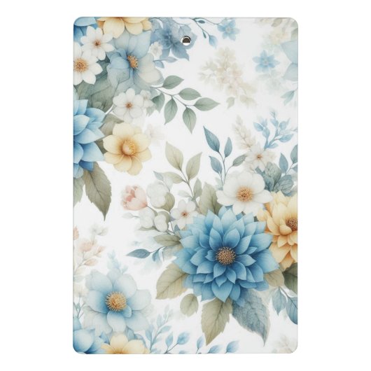 Botanische Pastel Blauw Geel Mini Klembord (Achterkant)