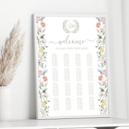 Botanische pastel Bloemen Trouwstoel Grafiek Poster