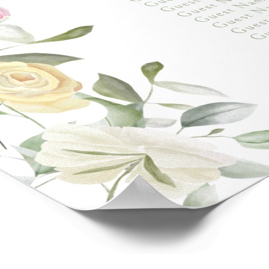 Botanische pastel Bloemen Trouwstoel Grafiek Poster (Hoek)