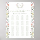 Botanische pastel Bloemen Trouwstoel Grafiek Poster (Voorkant)