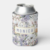 Botanische pastel kleuren wilde bloem zomer bloeme blikjeskoeler (Blikje Voorkant)