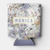 Botanische pastel kleuren wilde bloem zomer bloeme blikjeskoeler (Voorkant)