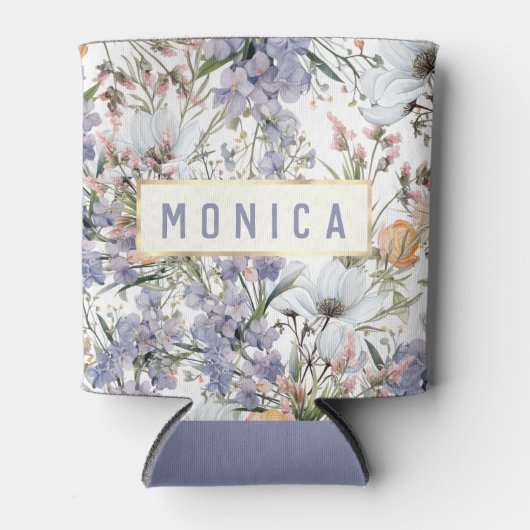 Botanische pastel kleuren wilde bloem zomer bloeme blikjeskoeler (Voorkant)