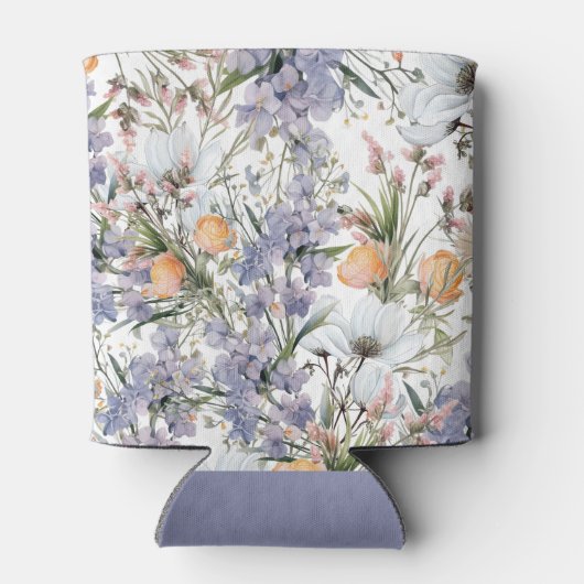 Botanische pastel kleuren wilde bloem zomer bloeme blikjeskoeler (Achterkant)