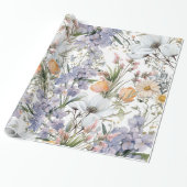 Botanische pastel kleuren wilde bloem zomer bloeme cadeaupapier (Uitgerold)
