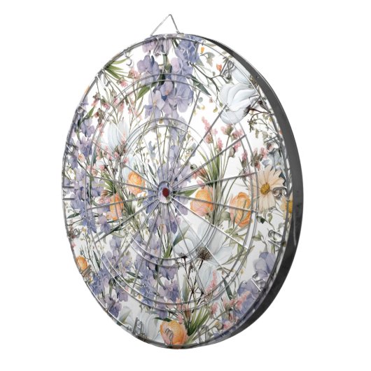 Botanische pastel kleuren wilde bloem zomer bloeme dartbord (Voorkant Rechts)