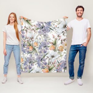 Botanische pastel kleuren wilde bloem zomer bloeme fleece deken