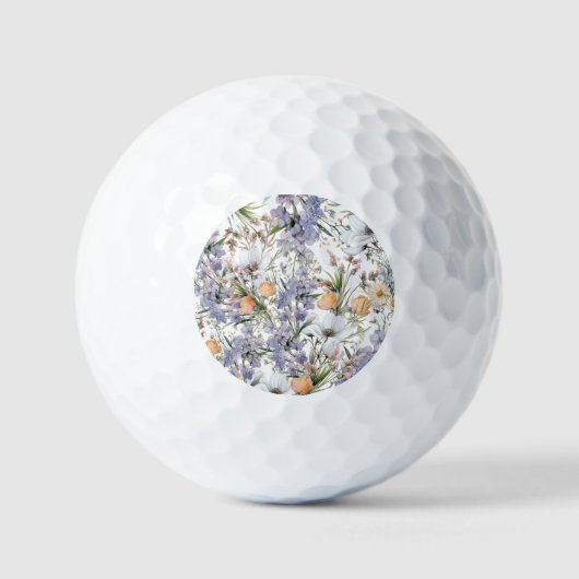 Botanische pastel kleuren wilde bloem zomer bloeme golfballen (Voorkant)