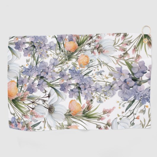 Botanische pastel kleuren wilde bloem zomer bloeme golfhanddoek (Horizontaal)