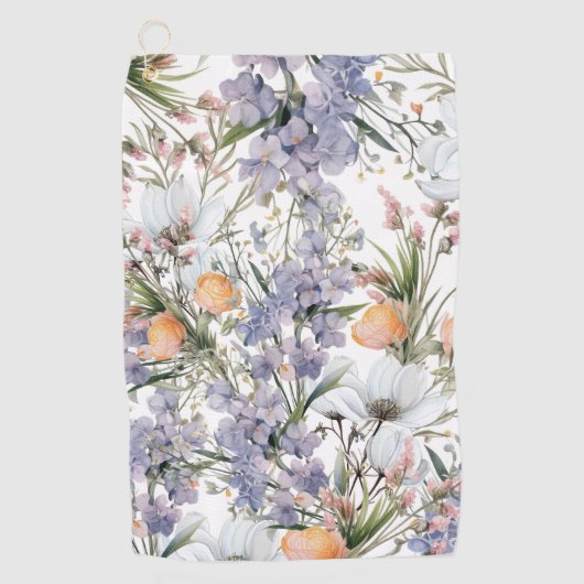 Botanische pastel kleuren wilde bloem zomer bloeme golfhanddoek (Voorkant)
