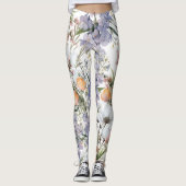 Botanische pastel kleuren wilde bloem zomer bloeme leggings (Voorkant)