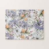 Botanische pastel kleuren wilde bloem zomer bloeme legpuzzel (Horizontaal)