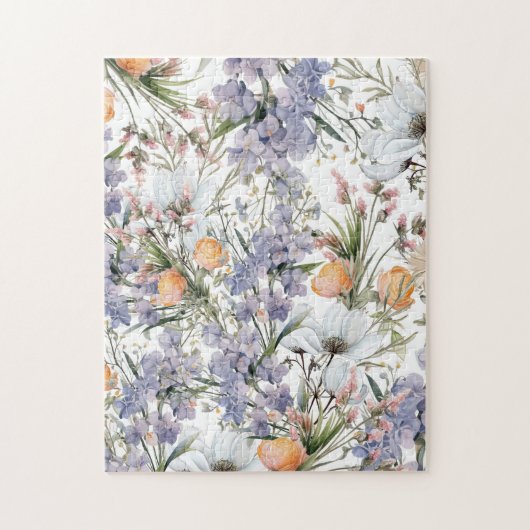 Botanische pastel kleuren wilde bloem zomer bloeme legpuzzel (Verticaal)