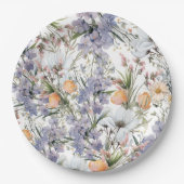 Botanische pastel kleuren wilde bloem zomer bloeme papieren bordje (Voorkant)
