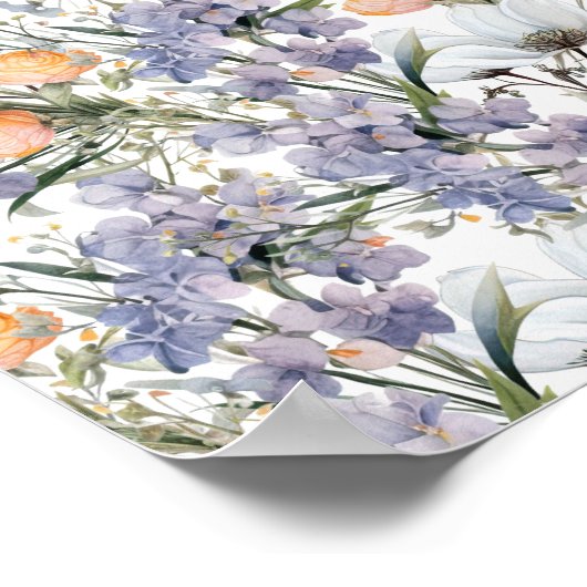 Botanische pastel kleuren wilde bloem zomer bloeme poster (Hoek)