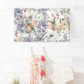 Botanische pastel kleuren wilde bloem zomer bloeme spandoek (Insitu)