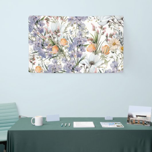 Botanische pastel kleuren wilde bloem zomer bloeme spandoek (Beurs)