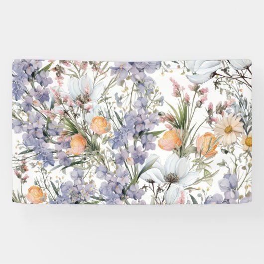 Botanische pastel kleuren wilde bloem zomer bloeme spandoek (Horizontaal)