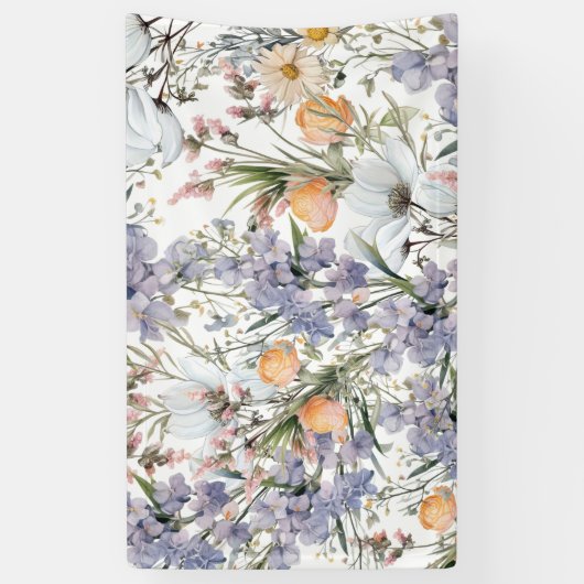 Botanische pastel kleuren wilde bloem zomer bloeme spandoek (Verticaal)