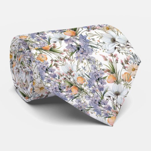 Botanische pastel kleuren wilde bloem zomer bloeme stropdas (Opgerold)