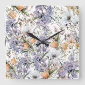 Botanische pastel kleuren wilde bloem zomer bloeme vierkante klok (Voorkant)