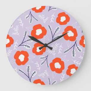 Botanische pastel roze: bloemenpatroon grote klok