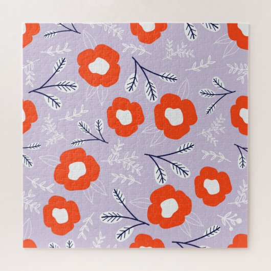 Botanische pastel roze: bloemenpatroon legpuzzel (Horizontaal)