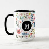 Botanische patronen klinken kleurrijke bladeren en mok (Links)