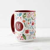 Botanische patronen Kute Colorful Leafs & Flowers  Mok (Voorkant links)