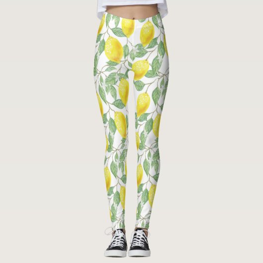 Botanische patronen van citrusvruchten.Actieve opl Leggings (Voorkant)