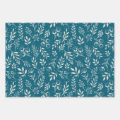 Botanische Patroon Deep Blue - Wrapping Paper Set (Voorkant)