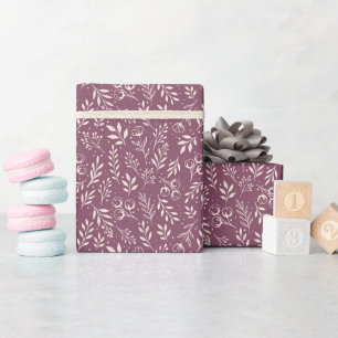 Botanische Patroon Gedempt Plum - Wrapping Paper R Cadeaupapier