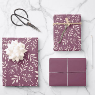 Botanische Patroon Gedempte Plum - Wrapping Paper 