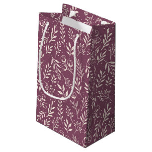 Botanische Patroon Gedempte Pruim - Gift Bag Klein Cadeauzakje