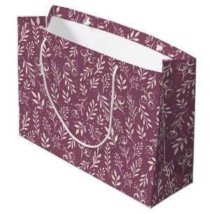 Botanische Patroon Gedempte Pruim - Grote Gift Bag Groot Cadeauzakje