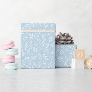 Botanische Patroon Lichtblauw - Wrapping Paper Rol Cadeaupapier