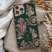 Botanische Patroon Monogram Roos Gold Emerald Gree Case-Mate iPhone Case