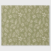 Botanische Patroon Olijf Groene Wrapping Paper Rol Cadeaupapier (Vlak)