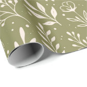 Botanische Patroon Olijf Groene Wrapping Paper Rol Cadeaupapier (Rol Hoek)