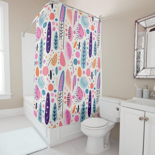 Botanische Patroon Pastel BOHO Chic Douchegordijn (In situ)