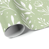 Botanische Patroon Sage Groene Wrapping Paper Roll Cadeaupapier (Rol Hoek)