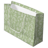 Botanische Patroon Salie Groen - Grote Gift Bag Groot Cadeauzakje (Voorkant Gekanteld)