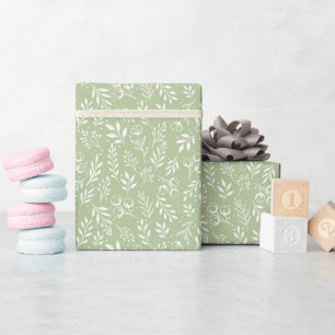 Botanische Patroon Salie Groen - Wrapping Paper Ro Cadeaupapier