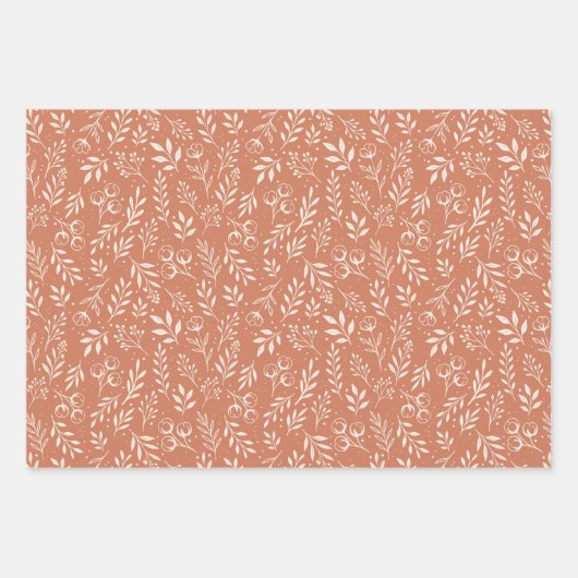 Botanische Patroon Terracotta - Inpakpapier Set (Voorkant 2)