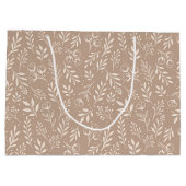 Botanische Patroon Warm Beige - Grote Gift Bag Groot Cadeauzakje (Achterkant)