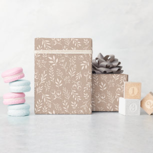 Botanische Patroon Warm Beige - Wrapping Paper Rol Cadeaupapier