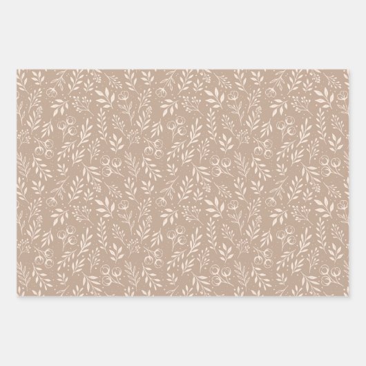 Botanische Patroon Warm Beige - Wrapping Paper Set (Voorkant 2)